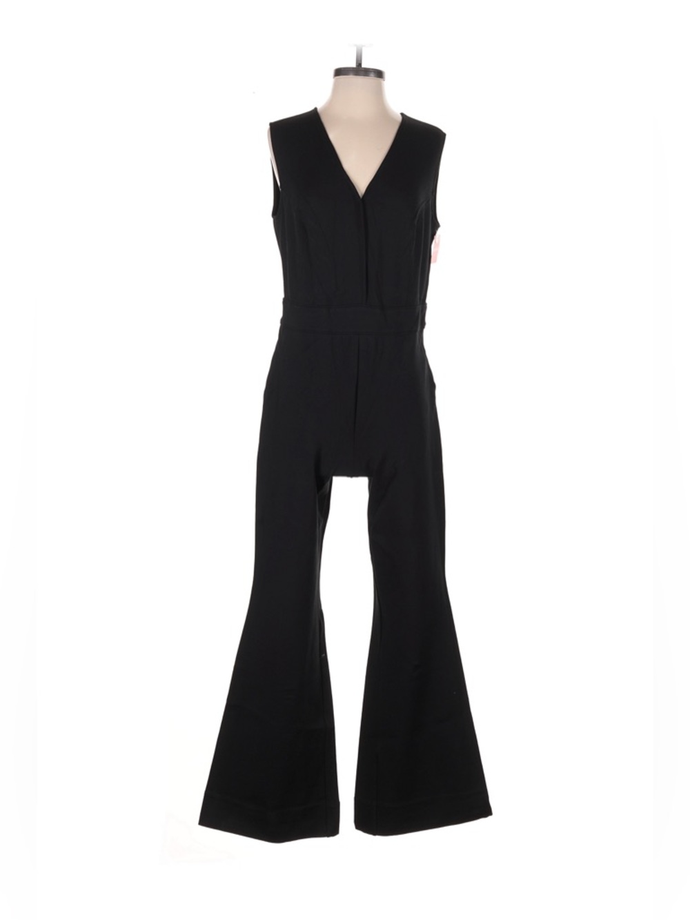 SPANX Black Sleeveless V-Neck Flared-Leg Jumpsuit
